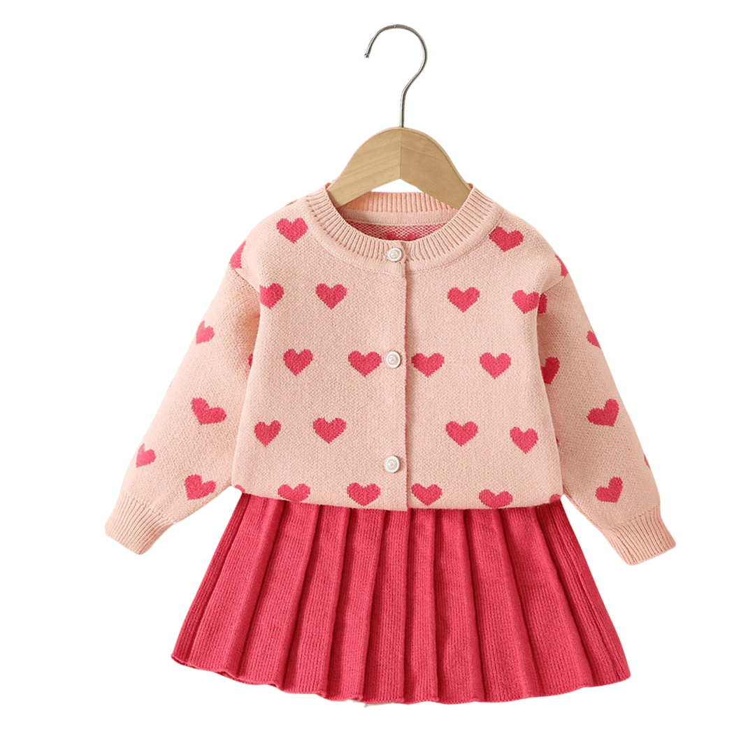 Ensemble pull tricoté pour jeunes filles, Cardigan et jupe, tenue automne/hiver 2 pièces/ensemble